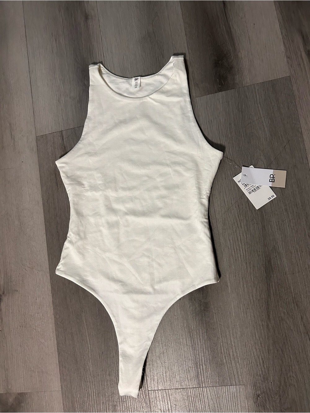 bp White Ribbed Tank One-Piece Bodysuit for Kids